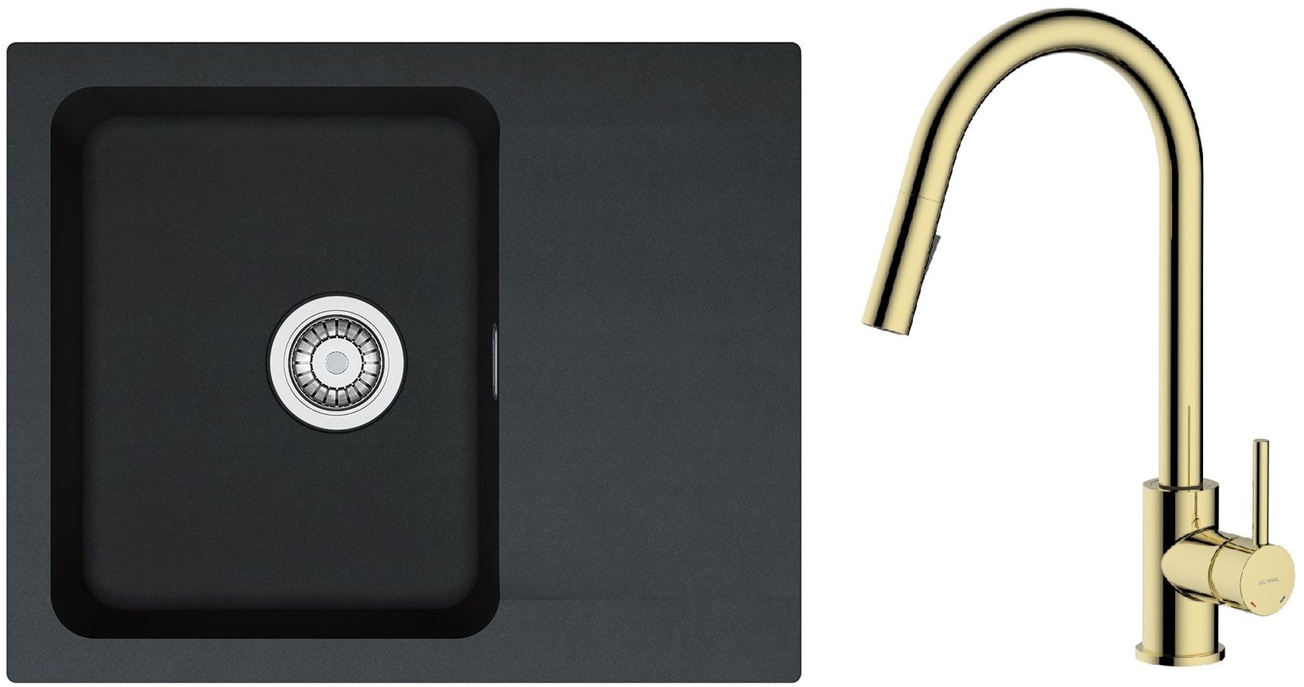 Set rubinetto da cucina Oltens Litla 35204800, lavello Tectonite Franke Orion 114.0286.441