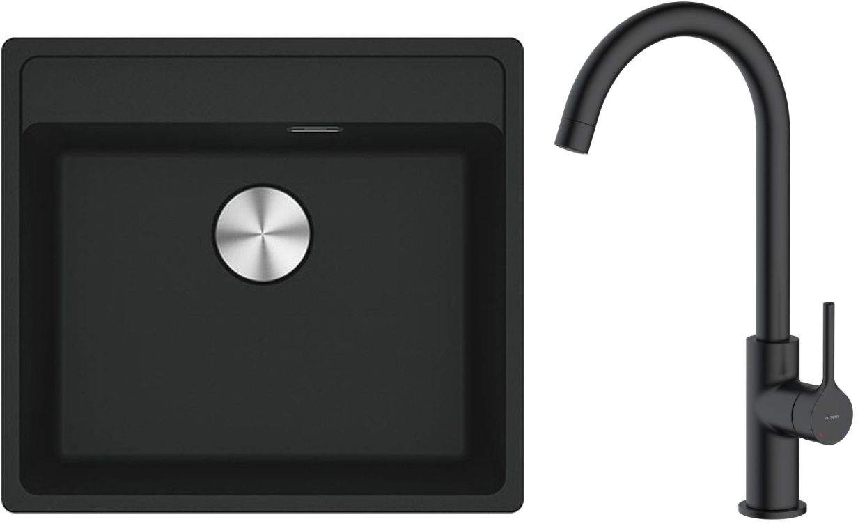 Set lavello in granito Franke Maris 114.0661.642, rubinetto da cucina Oltens Skafta 35206300