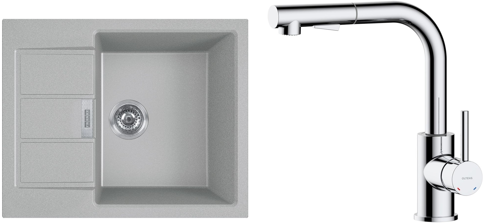 Set lavello Tectonite Franke Sirius 2.0 143.0618.668, rubinetto da cucina Oltens Myvat 35205100