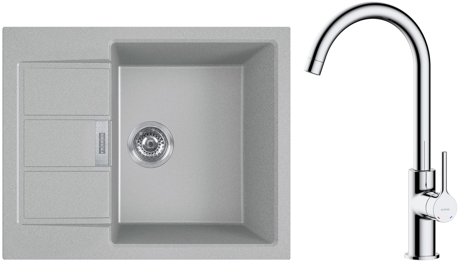 Set lavello Tectonite Franke Sirius 2.0 143.0618.668, rubinetto da cucina Oltens Skafta 35206100