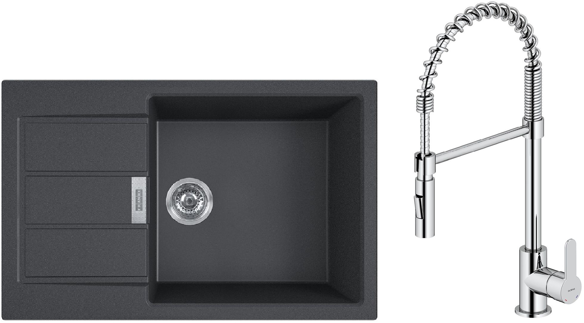 Set rubinetto da cucina Oltens Duf 35203100, lavello Tectonite Franke Sirius 2.0 143.0618.577