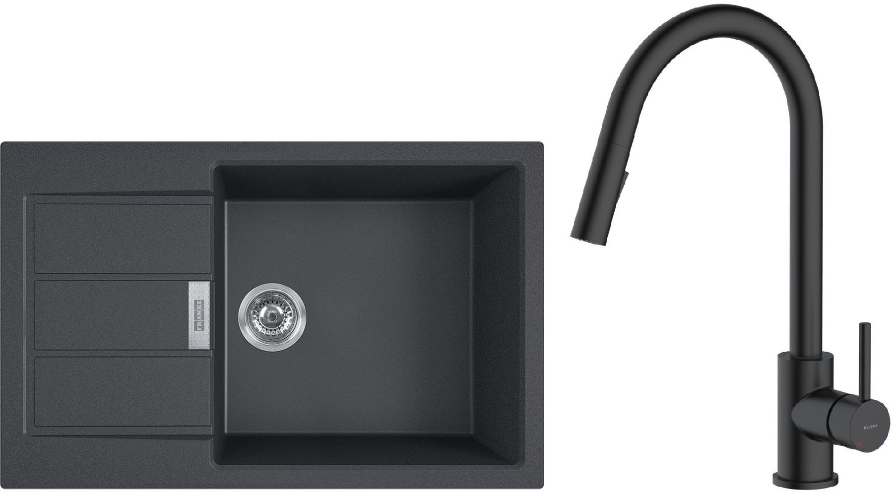 Set lavello Tectonite Franke Sirius 2.0 143.0618.577, rubinetto da cucina Oltens Litla 35204300