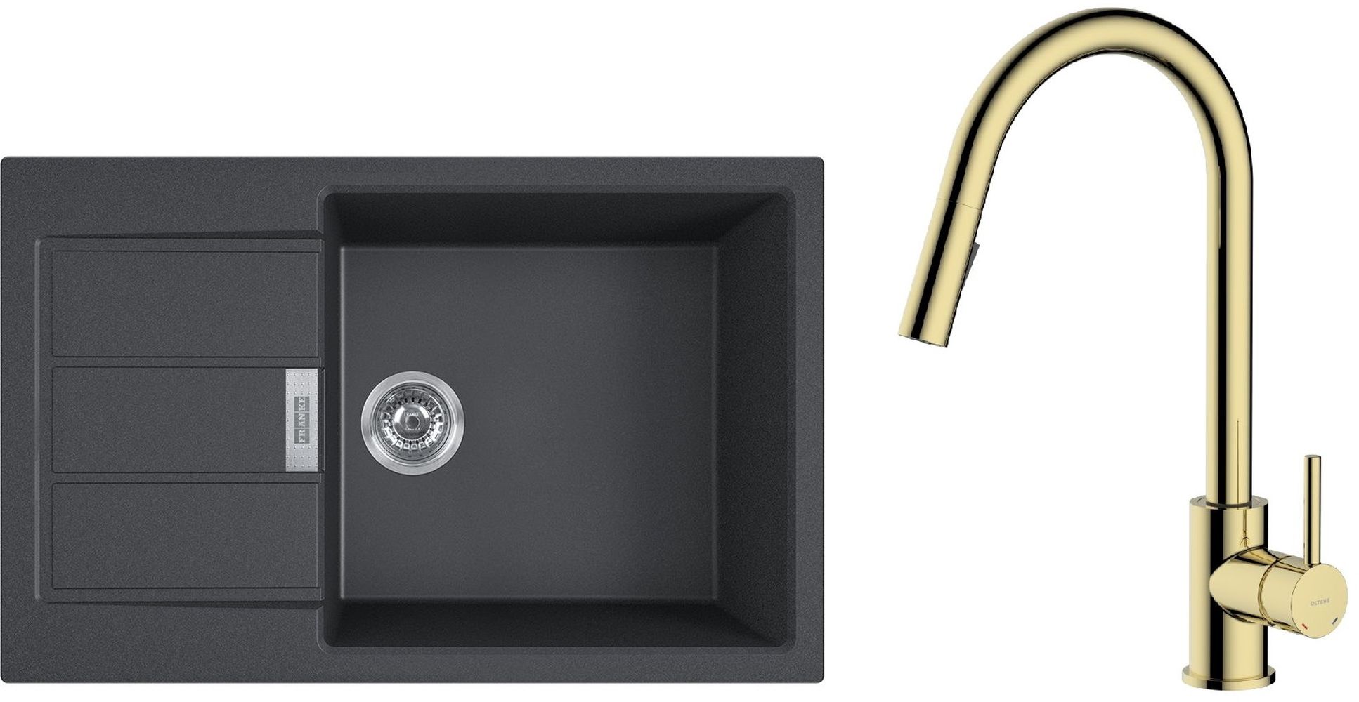 Set rubinetto da cucina Oltens Litla 35204800, lavello Tectonite Franke Sirius 2.0 143.0618.577