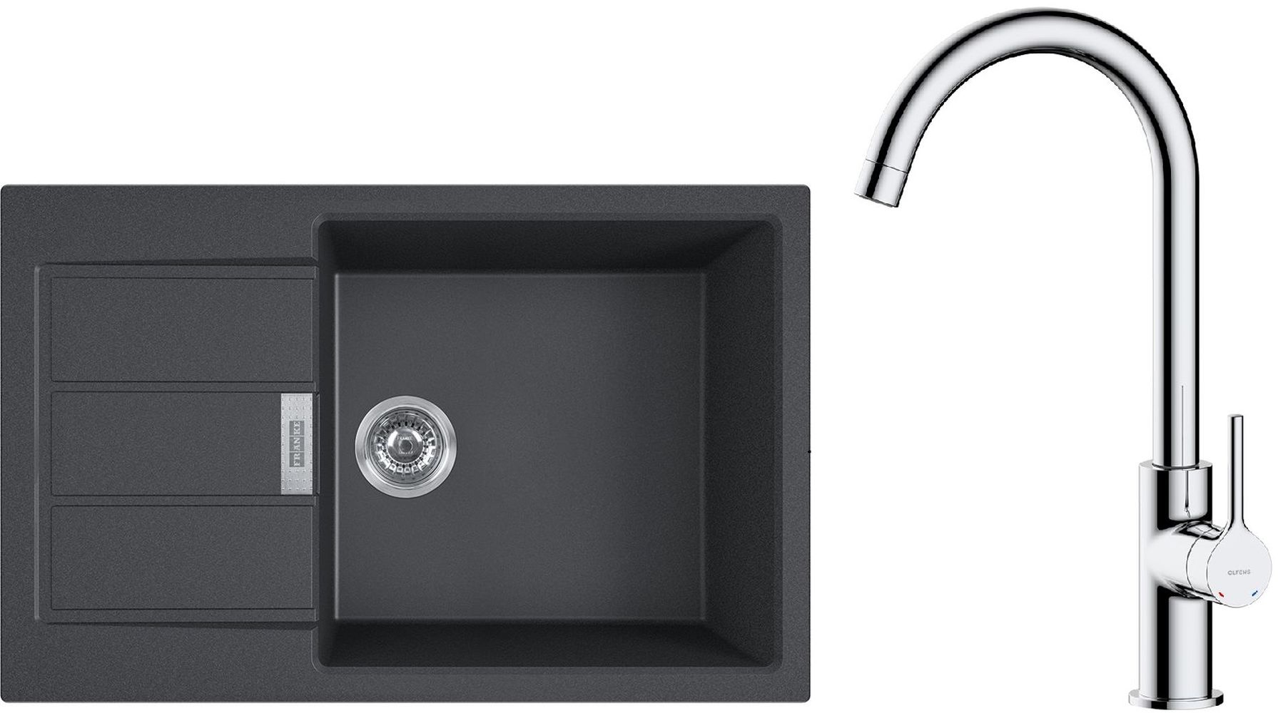 Set lavello Tectonite Franke Sirius 2.0 143.0618.577, rubinetto da cucina Oltens Skafta 35206100