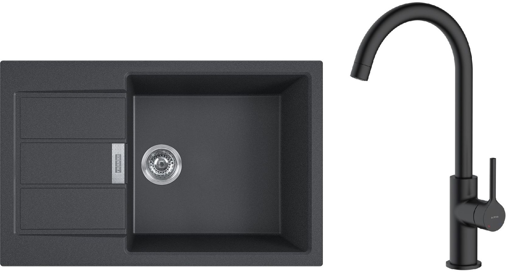 Set lavello Tectonite Franke Sirius 2.0 143.0618.577, rubinetto da cucina Oltens Skafta 35206300