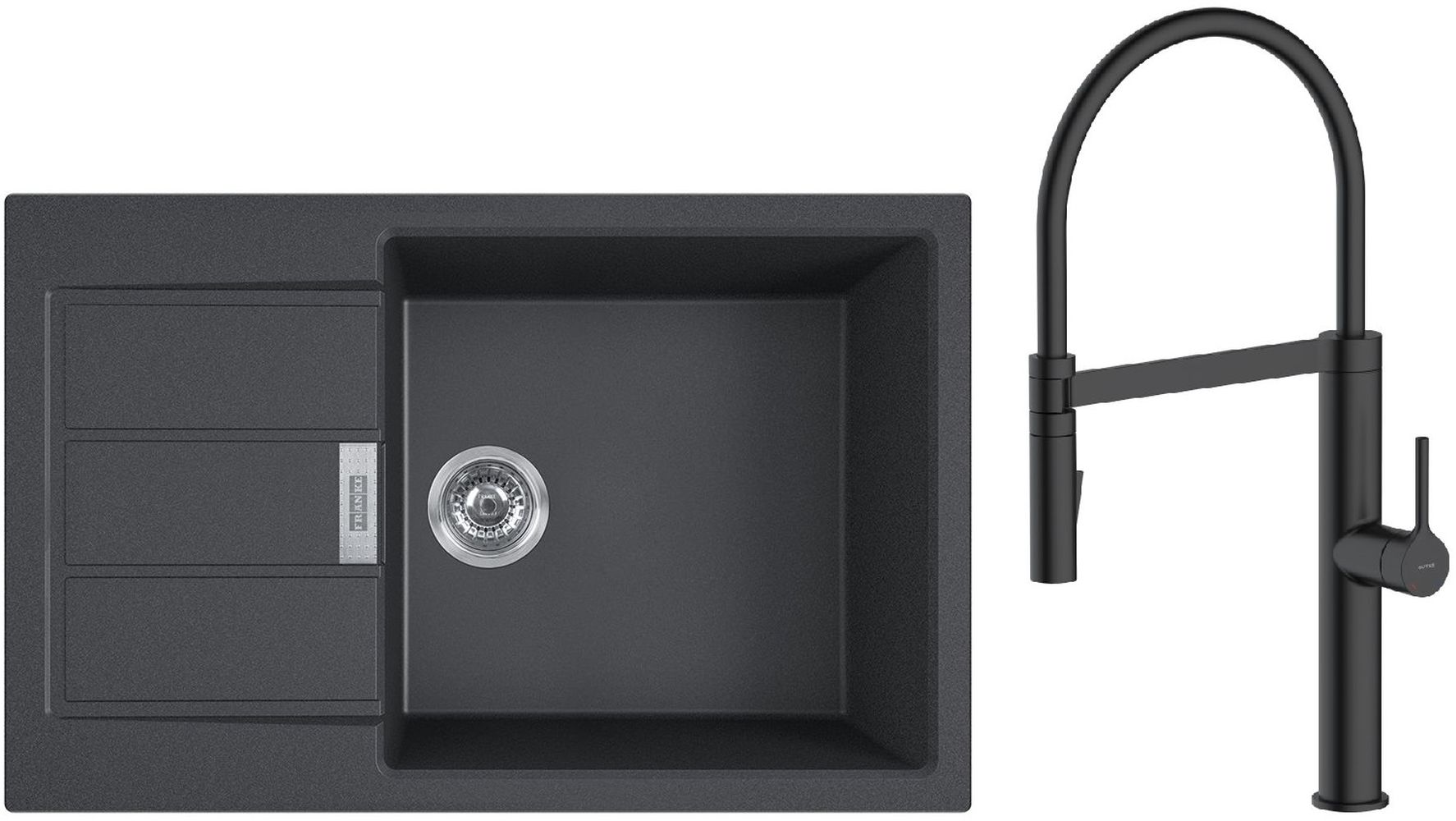 Set rubinetto da cucina Oltens Borga 35207300, lavello Tectonite Franke Sirius 2.0 143.0618.577