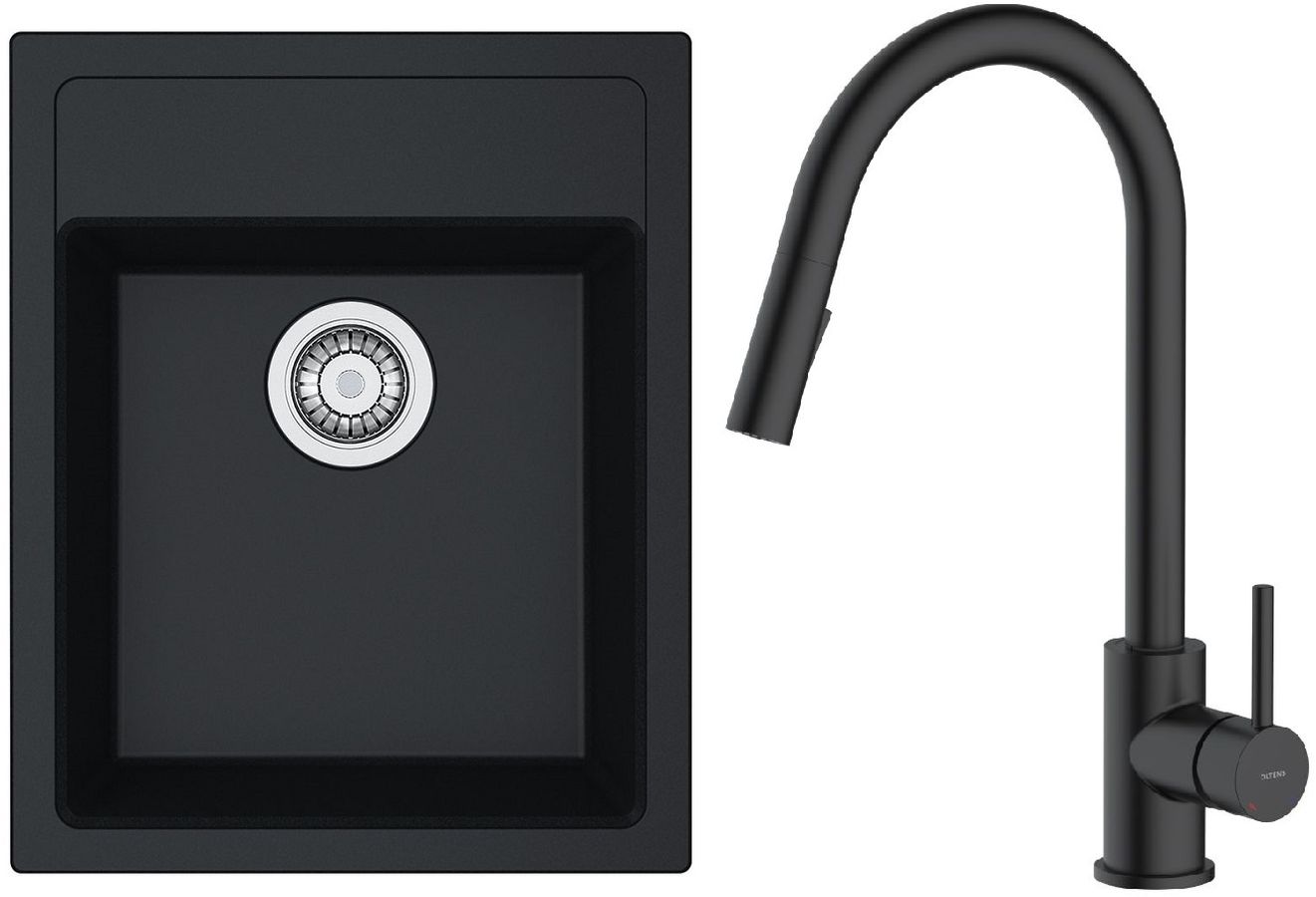 Set rubinetto da cucina Oltens Litla 35204300, lavello Tectonite Franke Sirius 114.0496.104