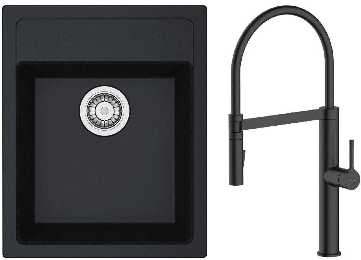 Set rubinetto da cucina Oltens Borga 35207300, lavello Tectonite Franke Sirius 114.0496.104