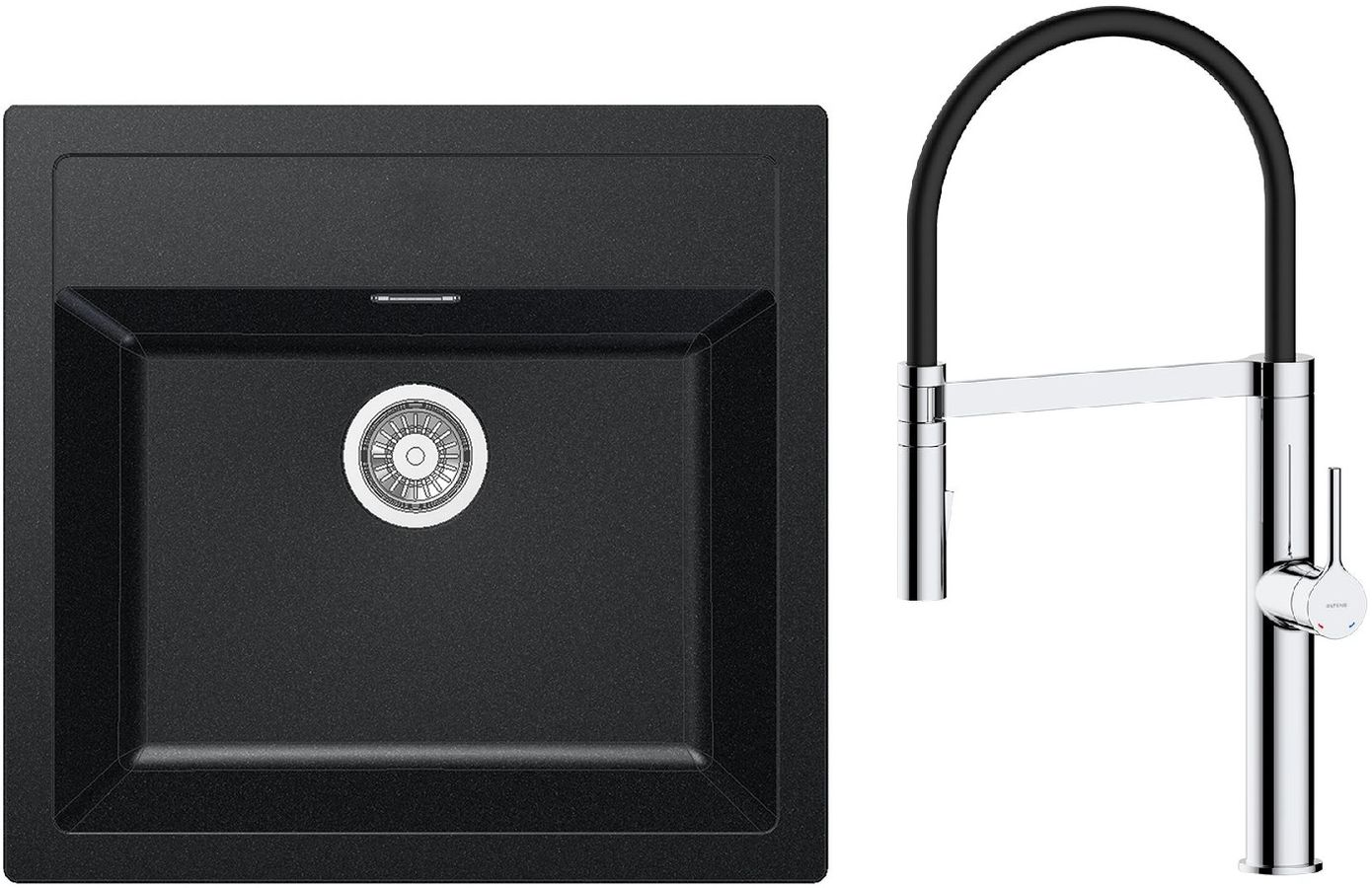 Set rubinetto da cucina Oltens Borga 35207100, lavello Tectonite Franke Sirius 114.0205.049