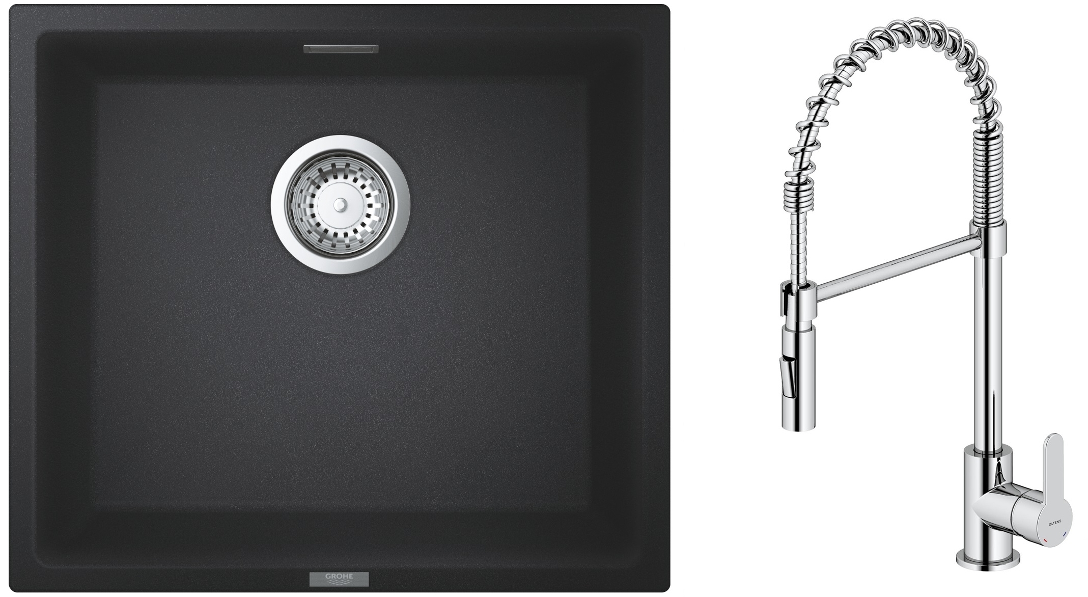Set rubinetto da cucina Oltens Duf 35203100, lavello in granito Grohe K700 31653AP0