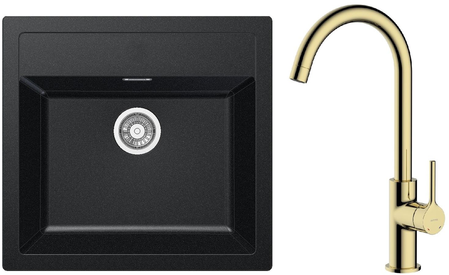 Set lavello Tectonite Franke Sirius 114.0205.049, rubinetto da cucina Oltens Skafta 35206800