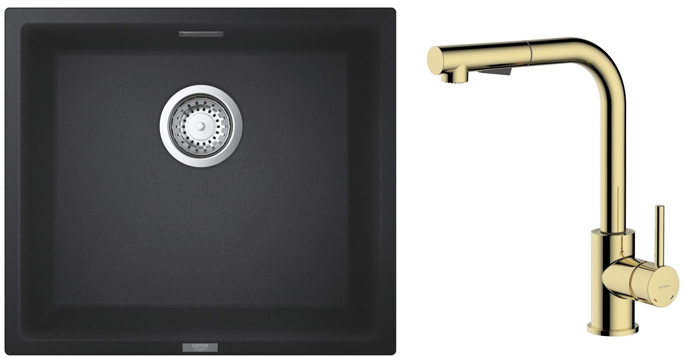 Set rubinetto da cucina Oltens Myvat 35205800, lavello in granito Grohe K700 31653AP0