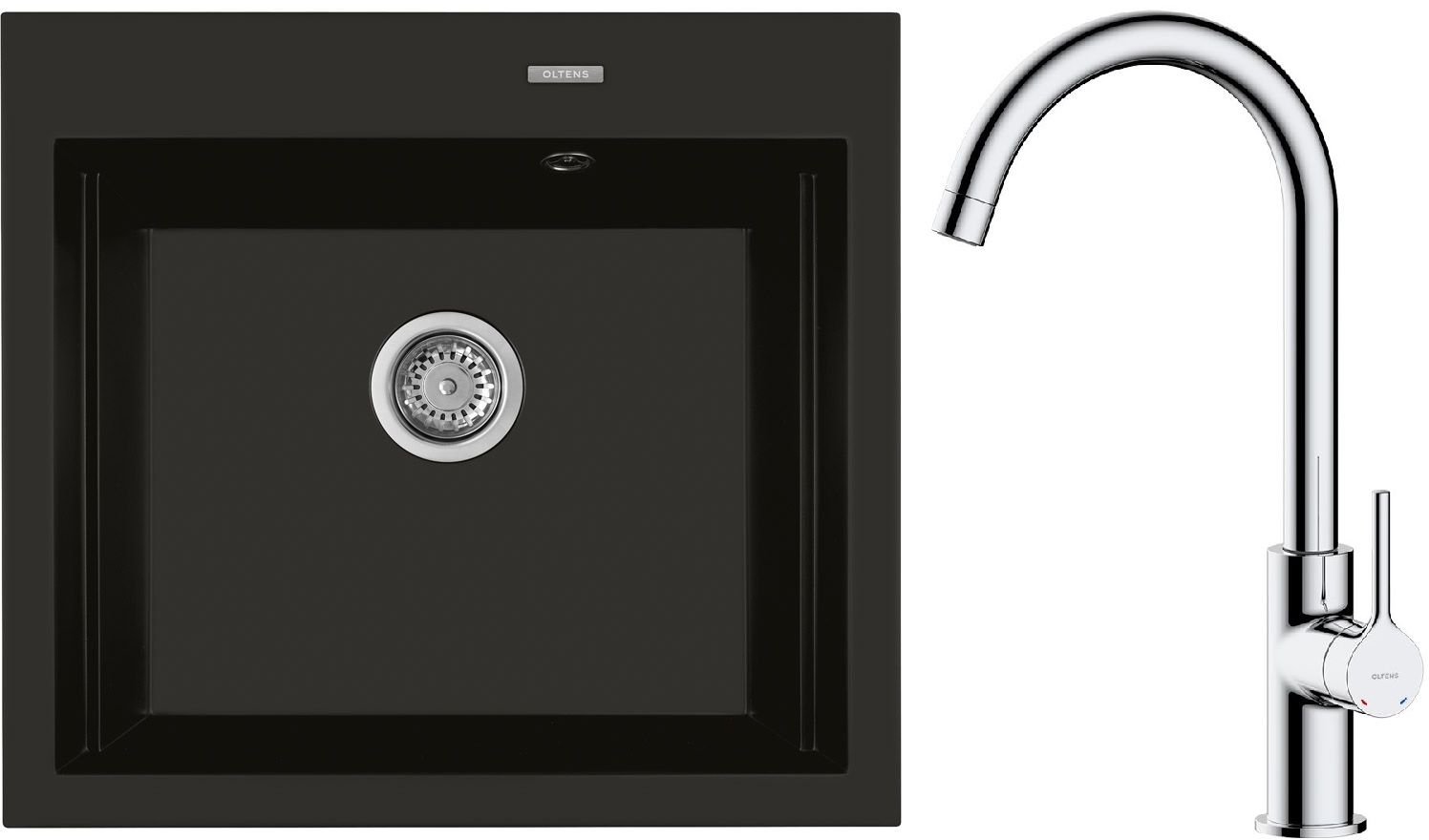 Set lavello in granito Oltens Gravan 72000300, rubinetto da cucina Oltens Skafta 35206100
