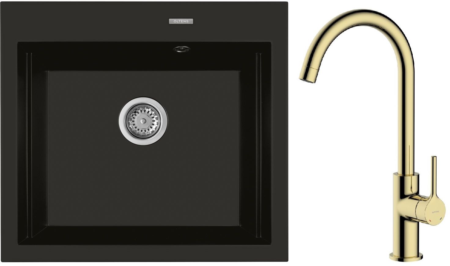Set lavello in granito Oltens Gravan 72000300, rubinetto da cucina Oltens Skafta 35206800