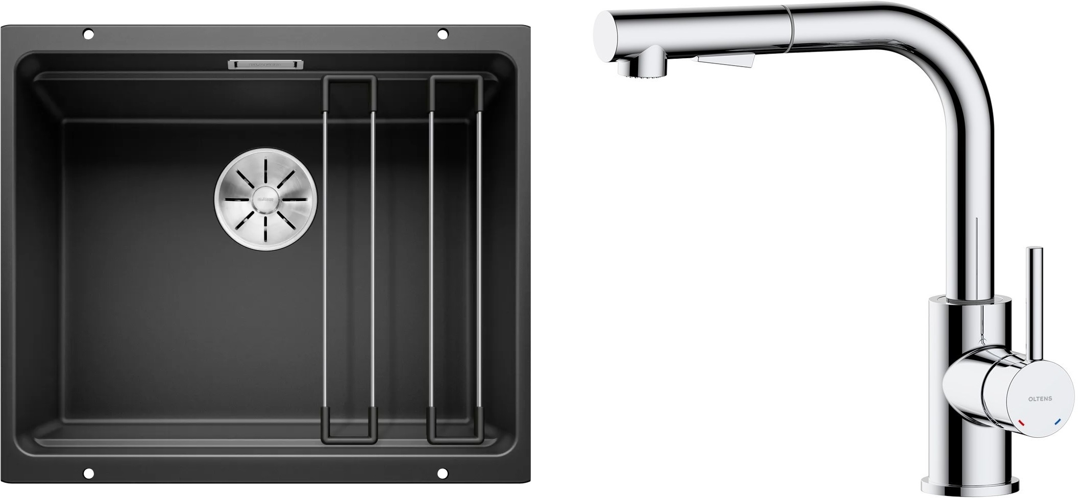 Set lavello in granito Blanco Etagon 500-U 525887, rubinetto da cucina Oltens Myvat 35205100