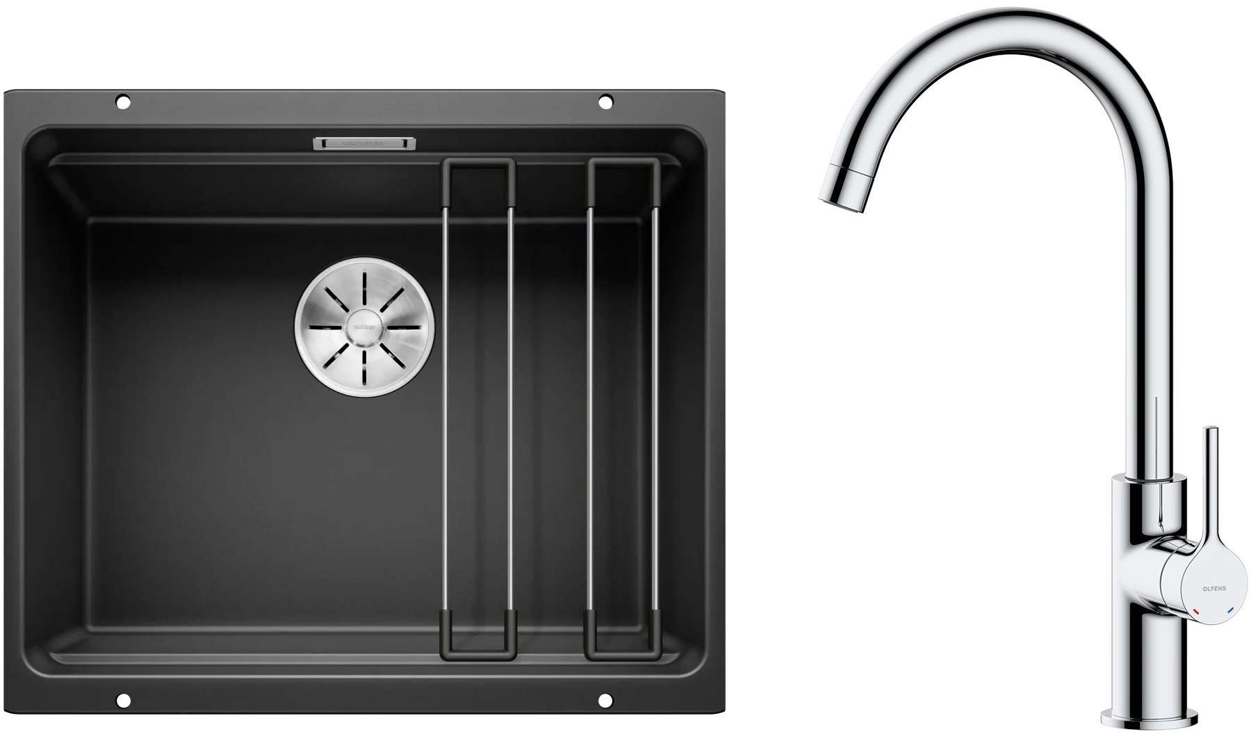 Set lavello in granito Blanco Etagon 500-U 525887, rubinetto da cucina Oltens Skafta 35206100