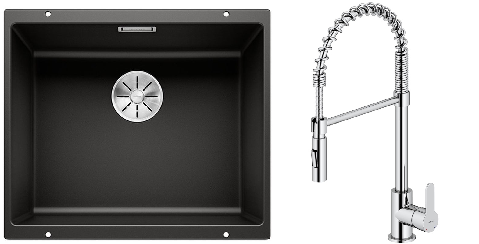 Set lavello in granito Blanco Subline 500-U 525995, rubinetto da cucina Oltens Duf 35203100