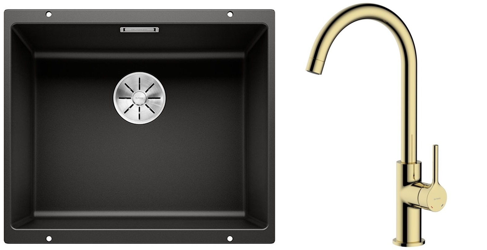 Set lavello in granito Blanco Subline 500-U 525995, rubinetto da cucina Oltens Skafta 35206800