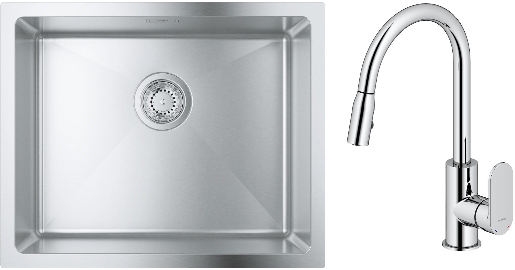 Set lavello in acciaio Grohe K700 31574SD1, rubinetto da cucina Oltens Lista 35202100