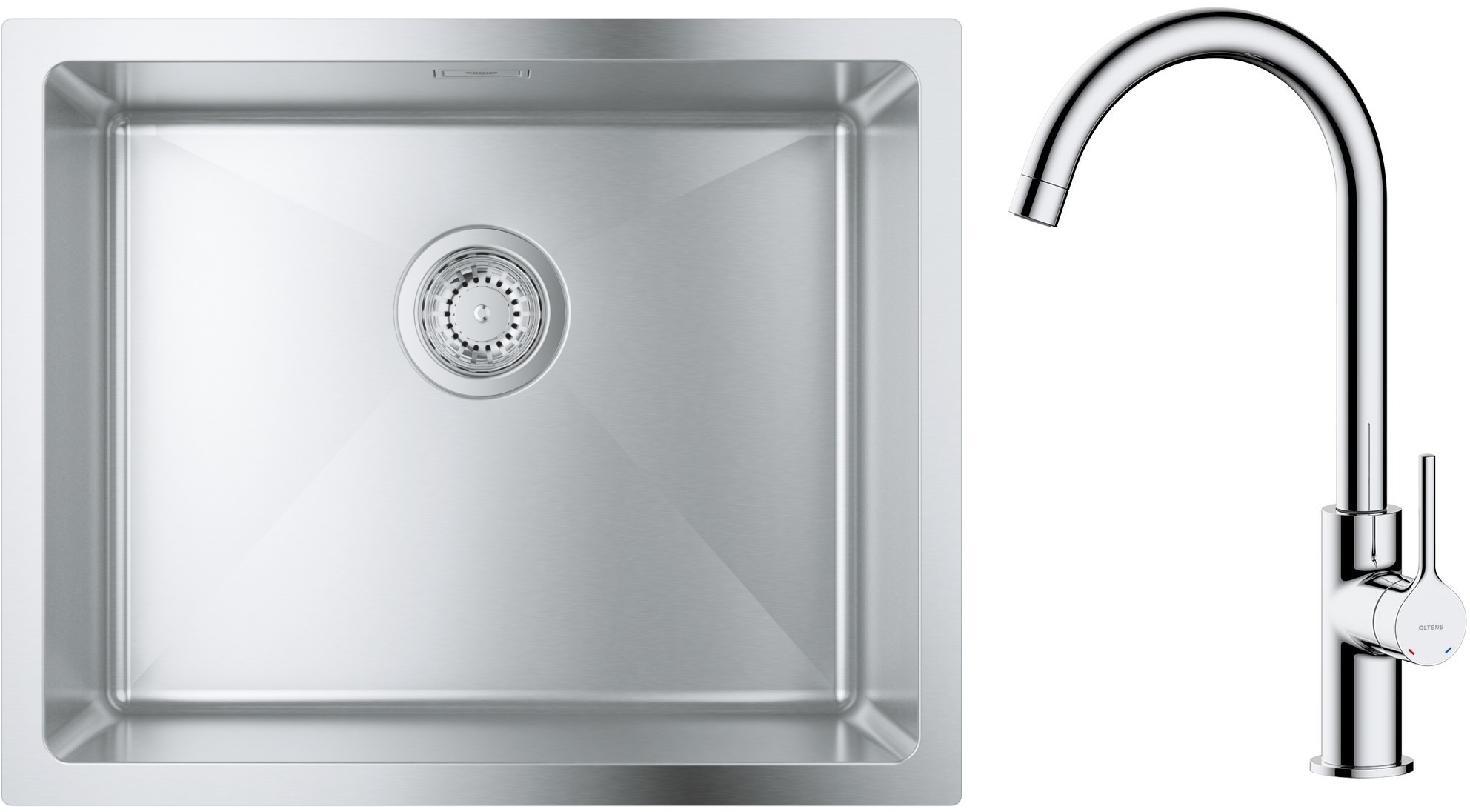 Set lavello in acciaio Grohe K700 31574SD1, rubinetto da cucina Oltens Skafta 35206100