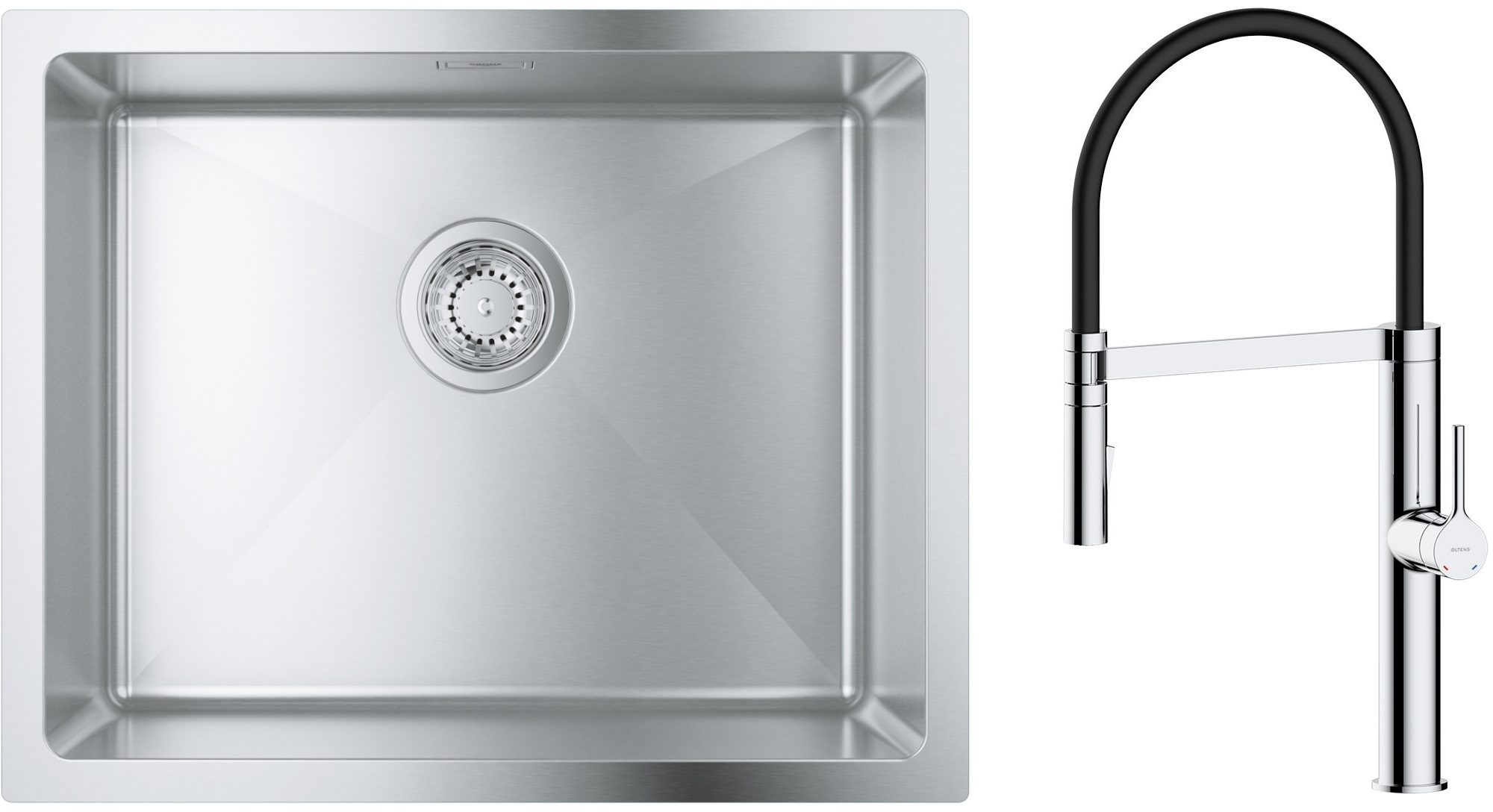 Set lavello in acciaio Grohe K700 31574SD1, rubinetto da cucina Oltens Borga 35207100