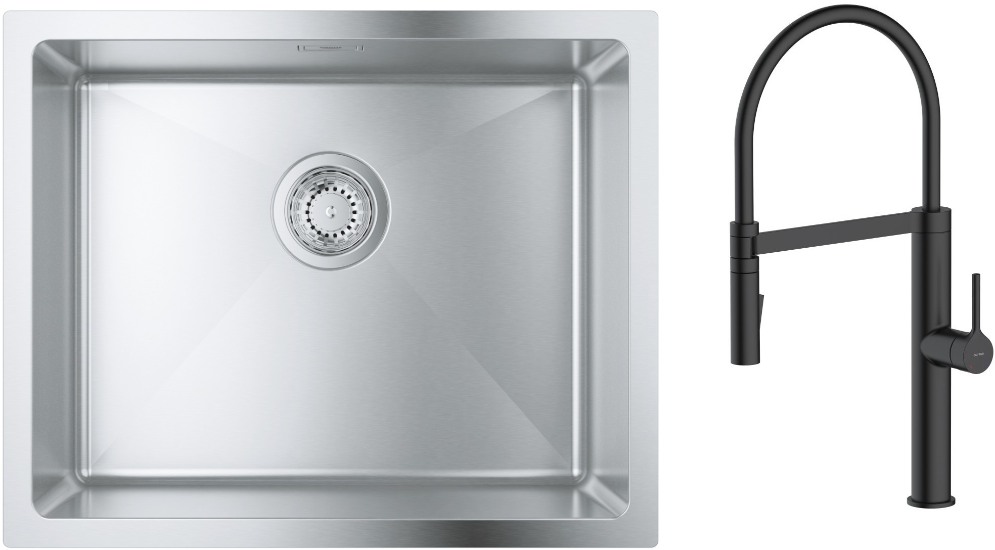 Set rubinetto da cucina Oltens Borga 35207300, lavello in acciaio Grohe K700 31574SD1