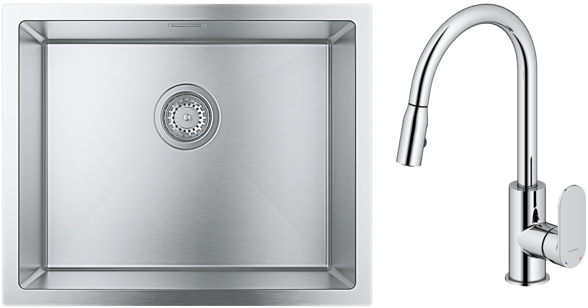 Set lavello in acciaio Grohe K700 31726SD0, rubinetto da cucina Oltens Lista 35202100
