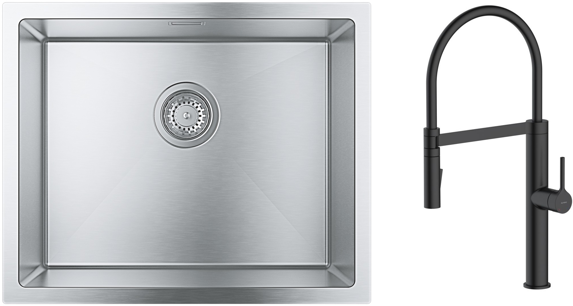 Set rubinetto da cucina Oltens Borga 35207300, lavello in acciaio Grohe K700 31726SD0