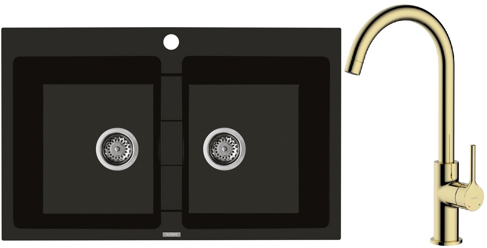 Set lavello in granito Oltens Gravan 72400300, rubinetto da cucina Oltens Skafta 35206800