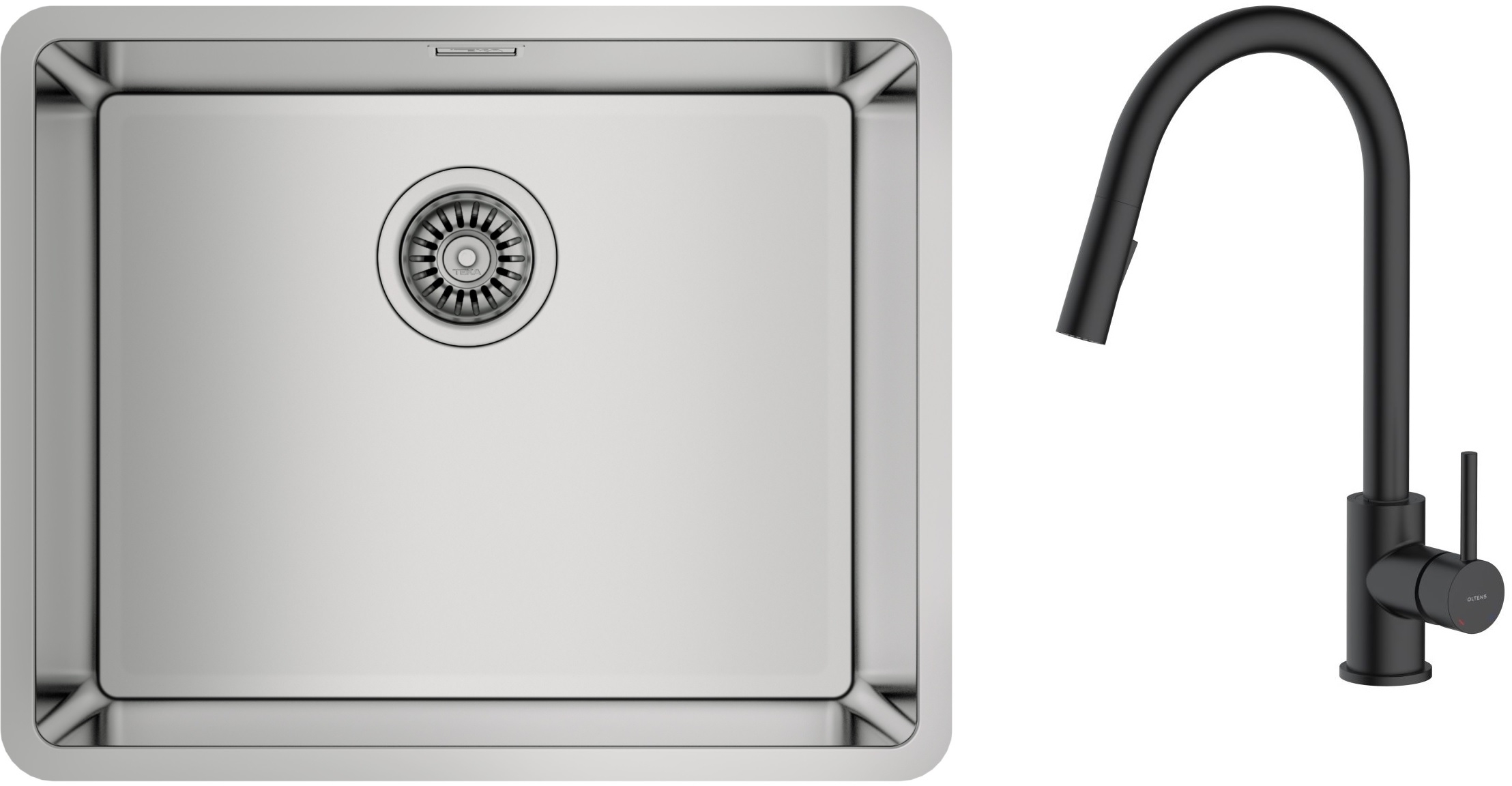 Set lavello in acciaio Teka Be Linea 115000005, rubinetto da cucina Oltens Litla 35204300