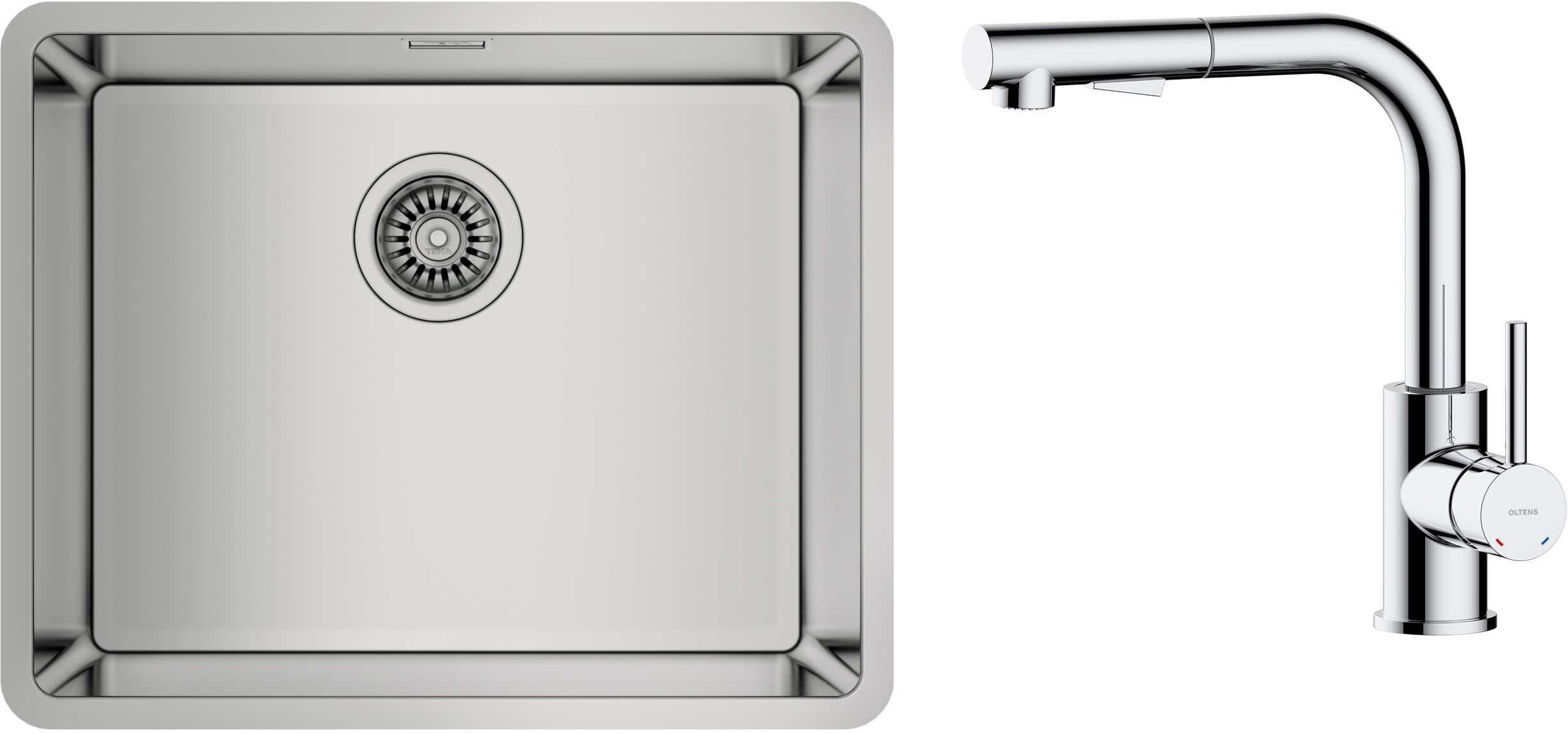 Set lavello in acciaio Teka Be Linea 115000005, rubinetto da cucina Oltens Myvat 35205100