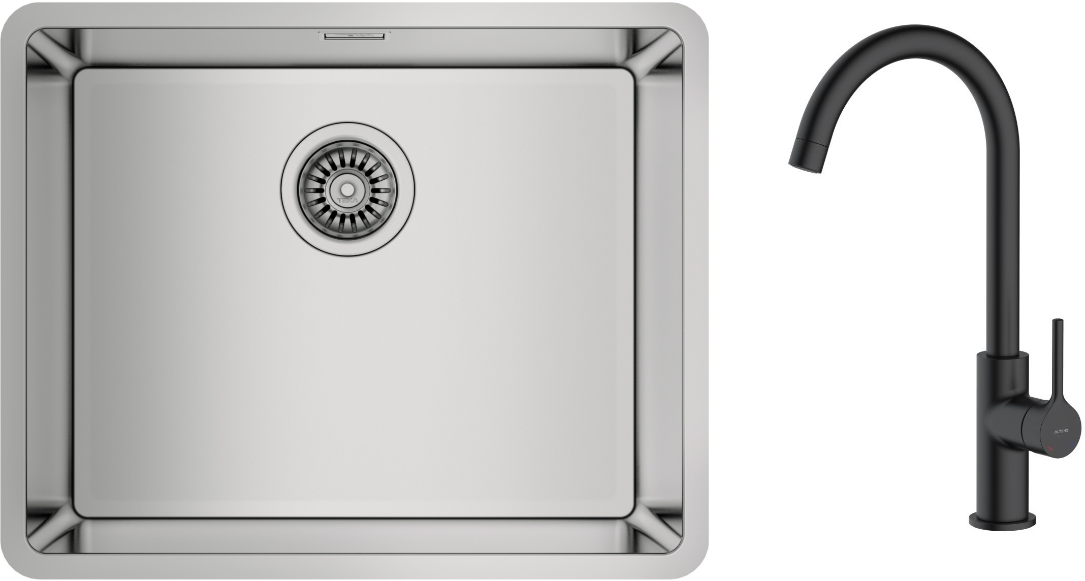 Set lavello in acciaio Teka Be Linea 115000005, rubinetto da cucina Oltens Skafta 35206300