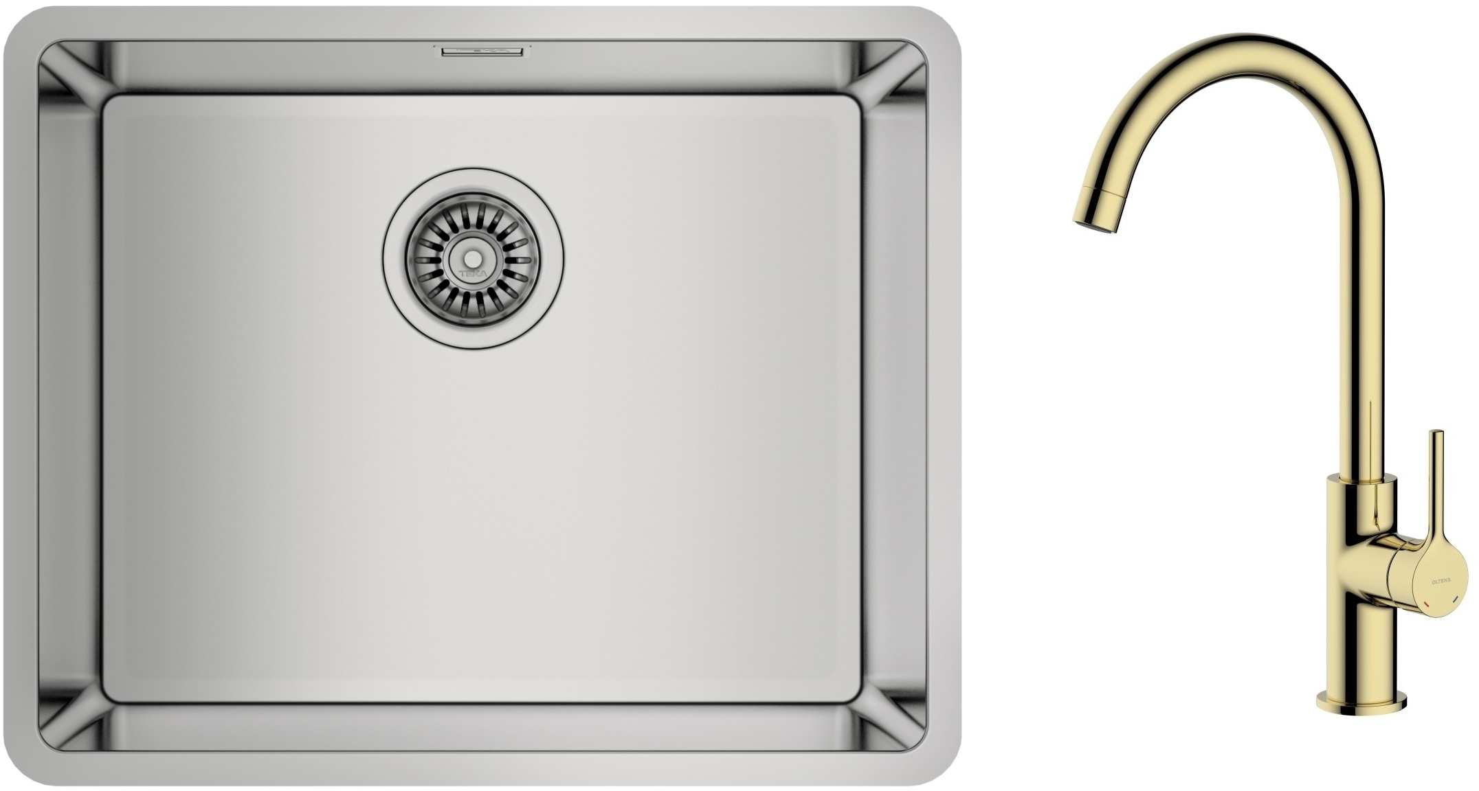 Set lavello in acciaio Teka Be Linea 115000005, rubinetto da cucina Oltens Skafta 35206800