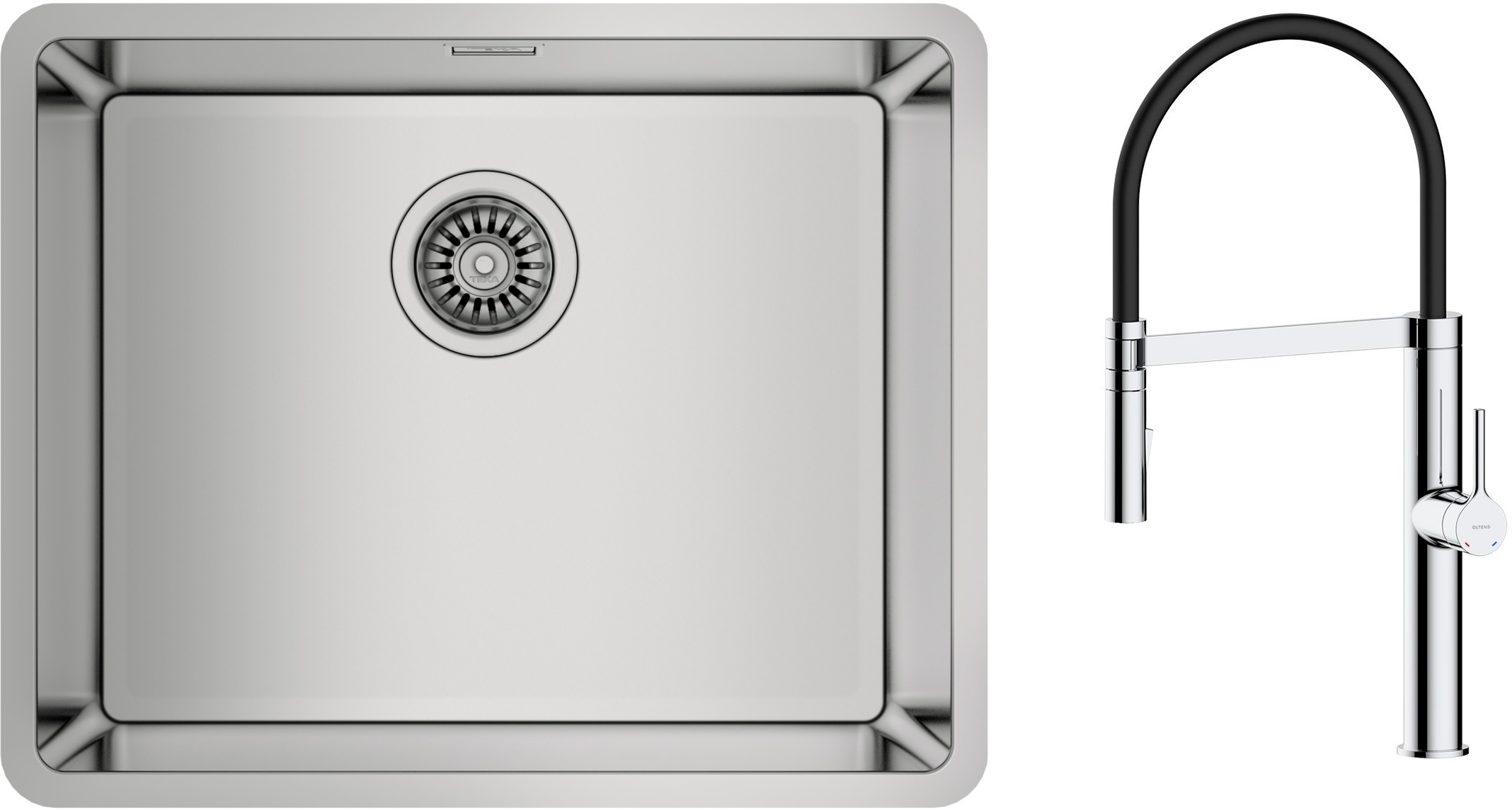 Set lavello in acciaio Teka Be Linea 115000005, rubinetto da cucina Oltens Borga 35207100