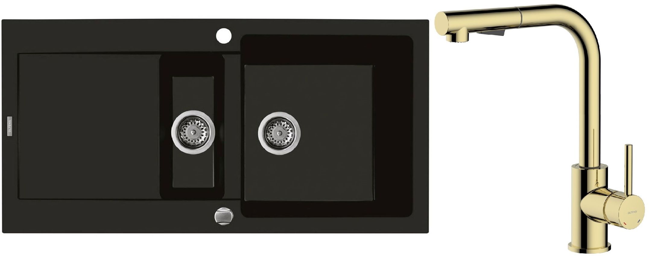 Set lavello in granito Oltens Gravan 72300300, rubinetto da cucina Oltens Myvat 35205800