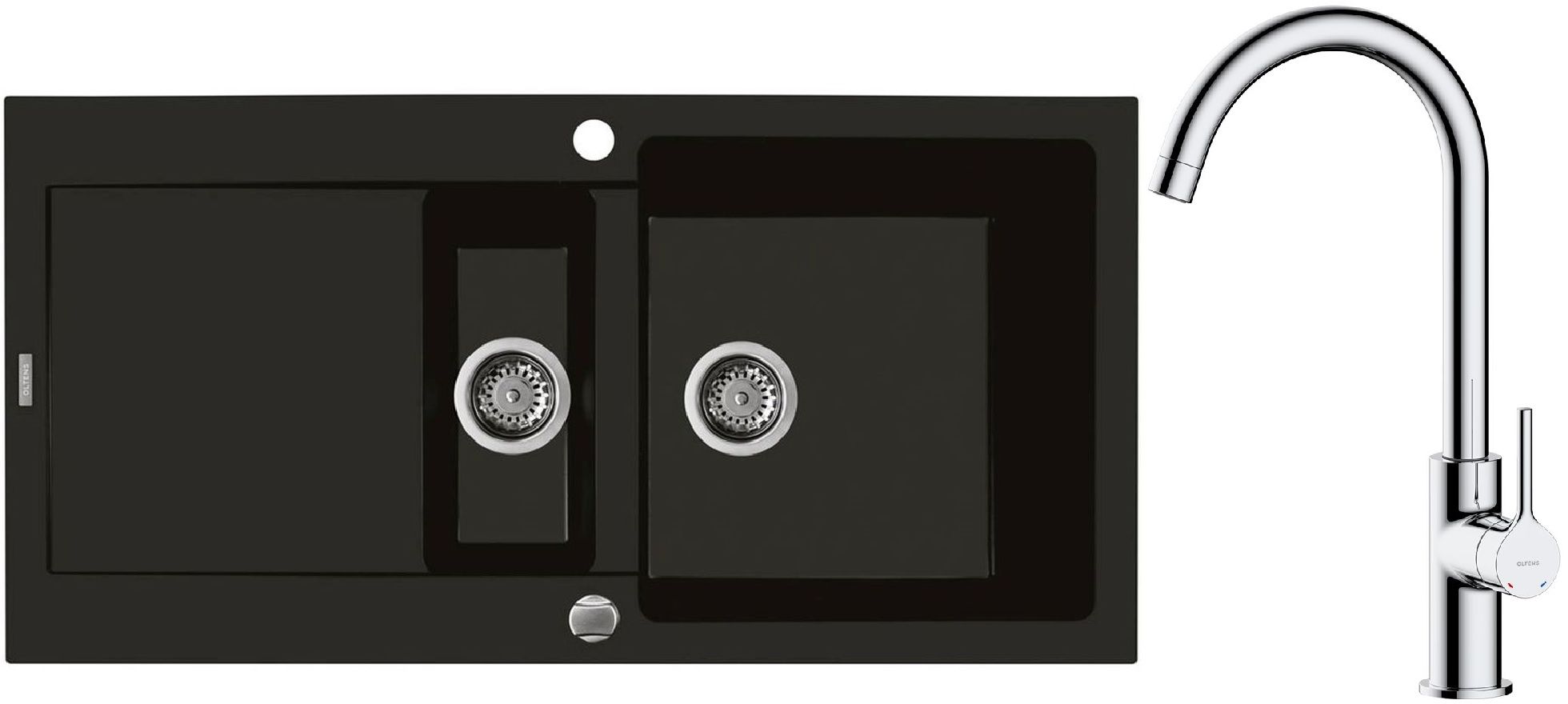Set lavello in granito Oltens Gravan 72300300, rubinetto da cucina Oltens Skafta 35206100