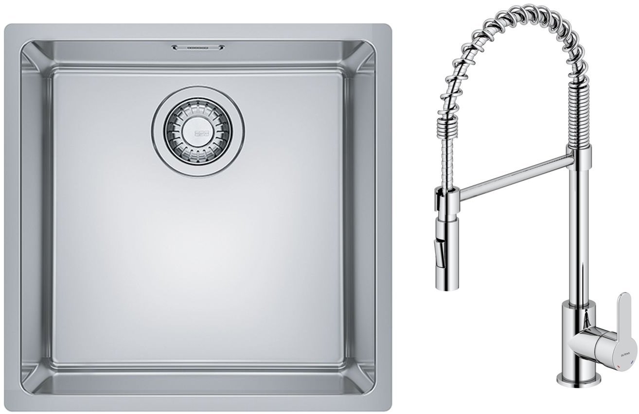 Set lavello in acciaio Franke Maris 122.0525.224, rubinetto da cucina Oltens Duf 35203100