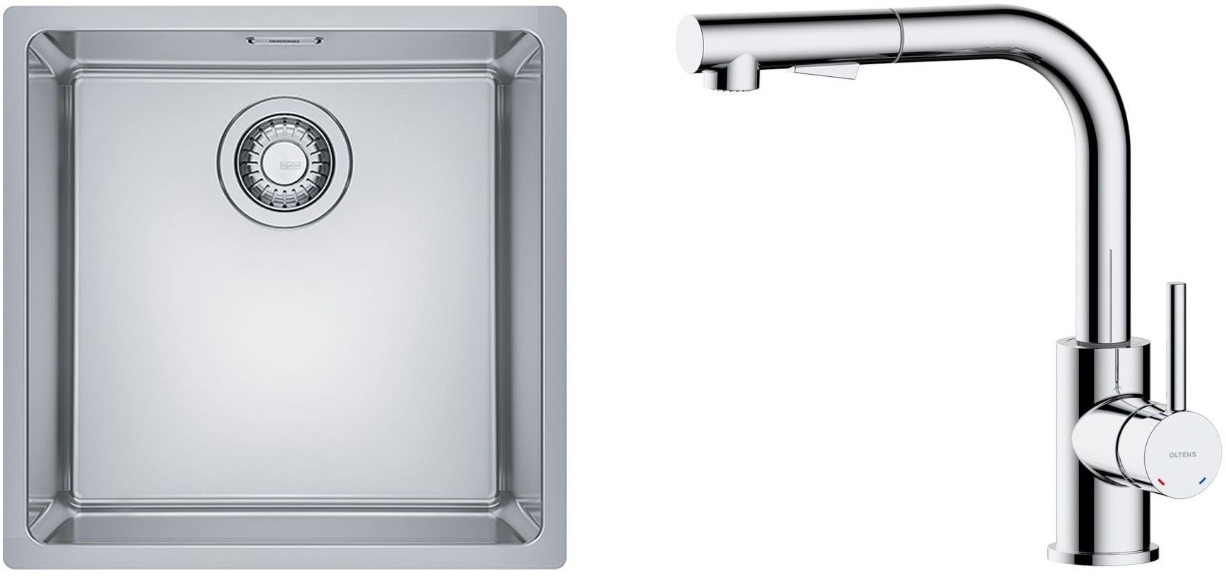 Set lavello in acciaio Franke Maris 122.0525.224, rubinetto da cucina Oltens Myvat 35205100