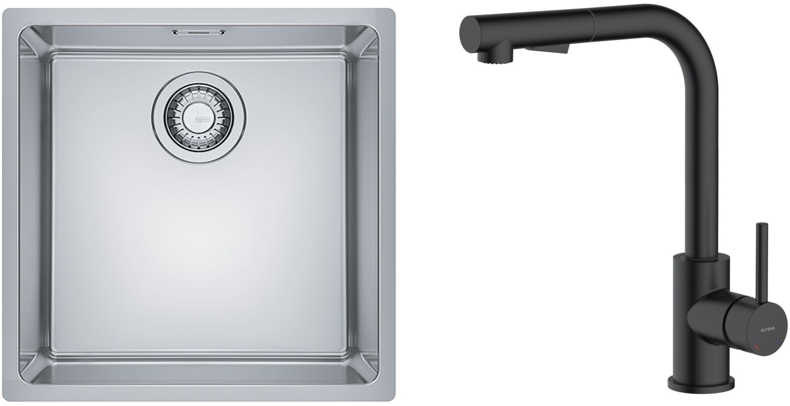 Set lavello in acciaio Franke Maris 122.0525.224, rubinetto da cucina Oltens Myvat 35205300