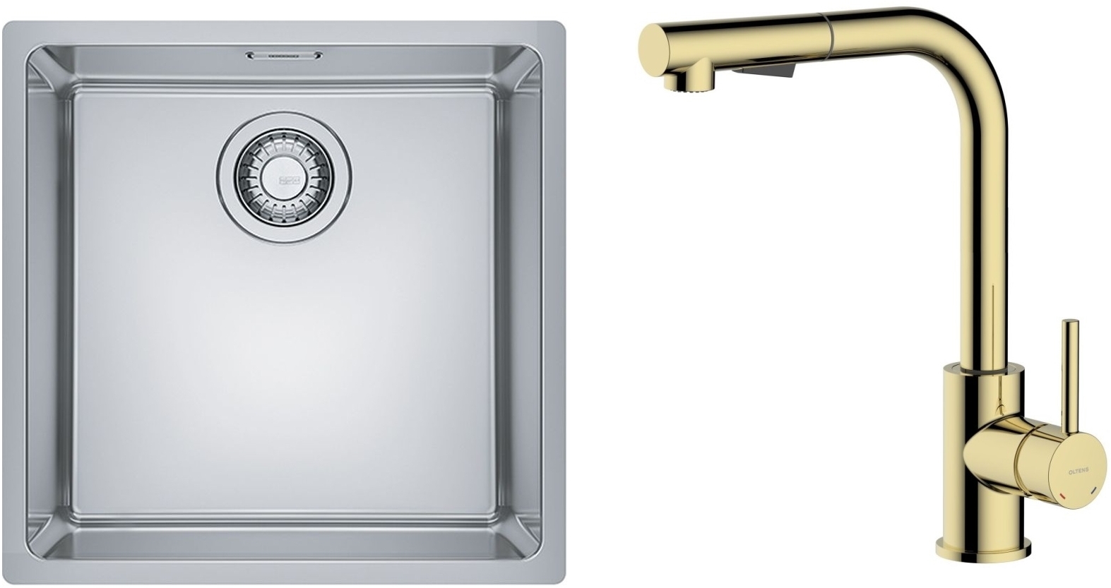 Set lavello in acciaio Franke Maris 122.0525.224, rubinetto da cucina Oltens Myvat 35205800