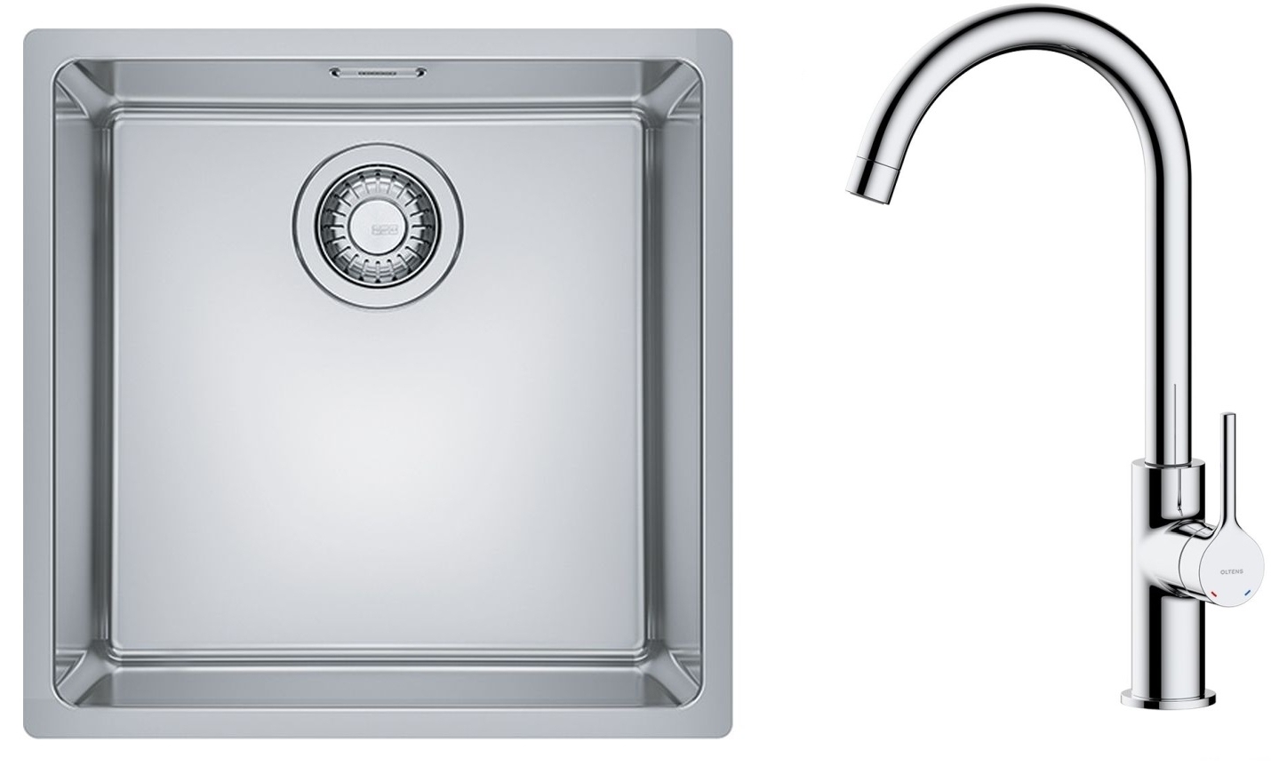 Set lavello in acciaio Franke Maris 122.0525.224, rubinetto da cucina Oltens Skafta 35206100