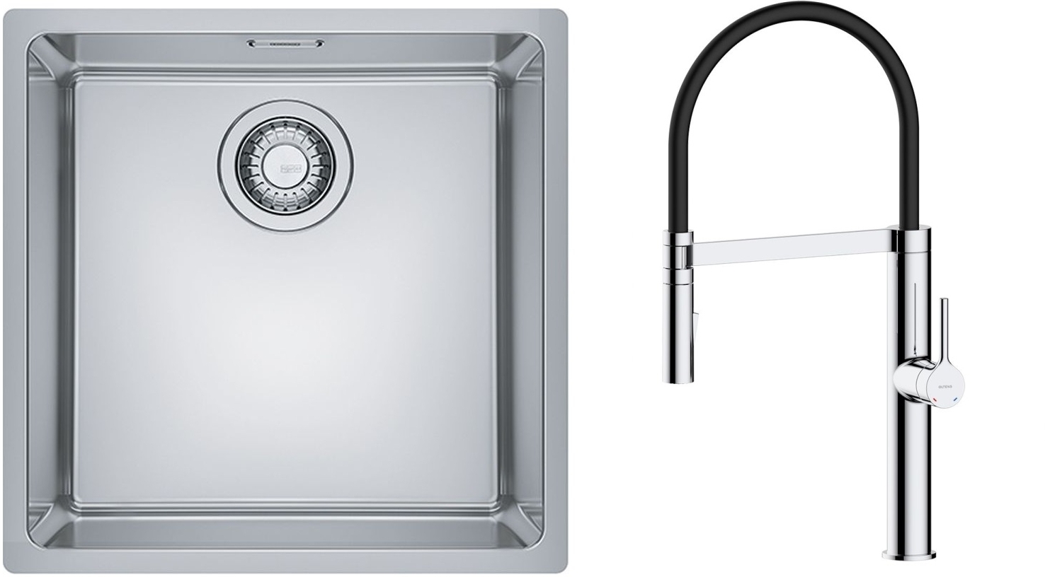 Set lavello in acciaio Franke Maris 122.0525.224, rubinetto da cucina Oltens Borga 35207100