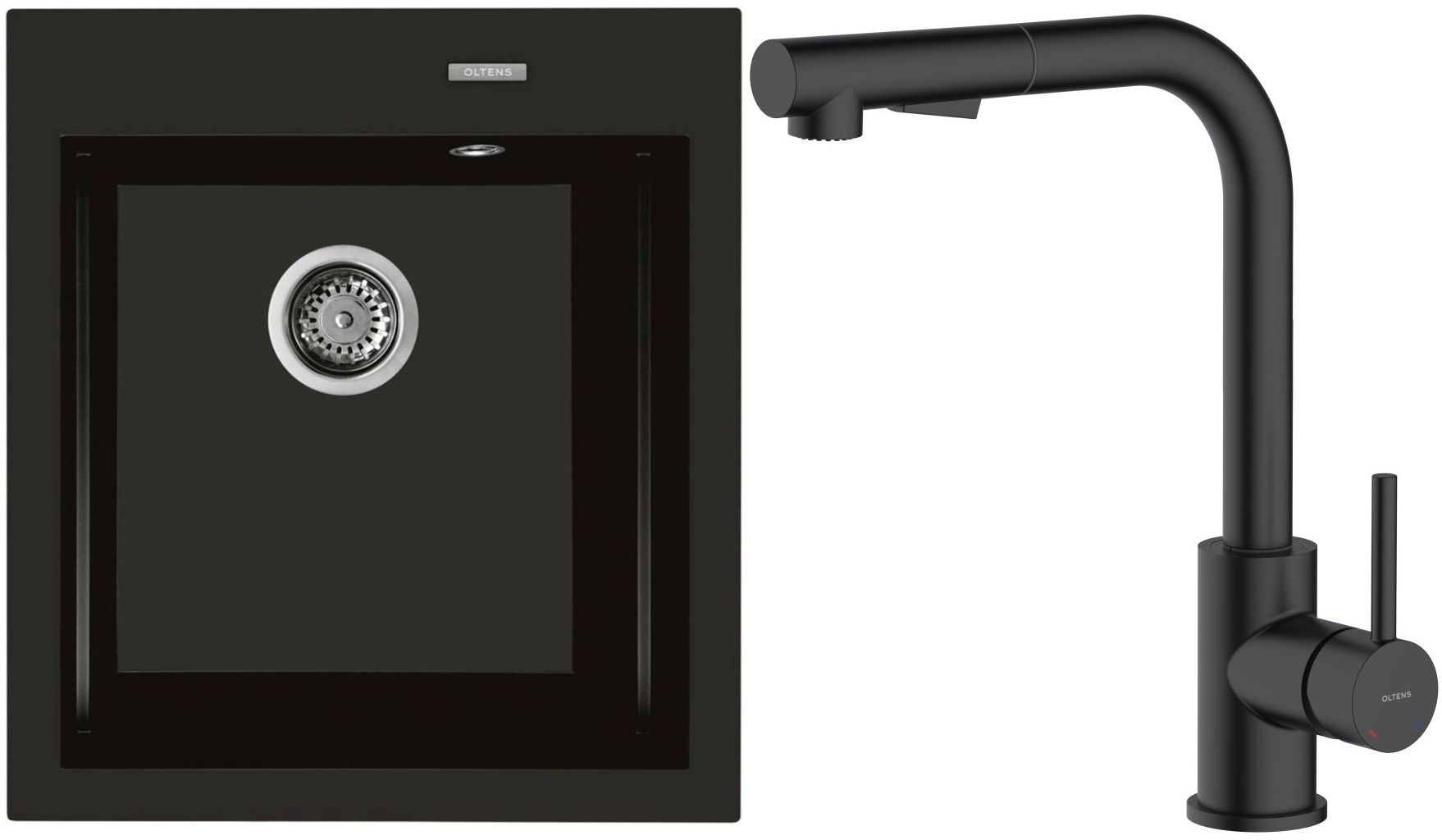 Set rubinetto da cucina Oltens Myvat 35205300, lavello in granito Oltens Gravan 72001300