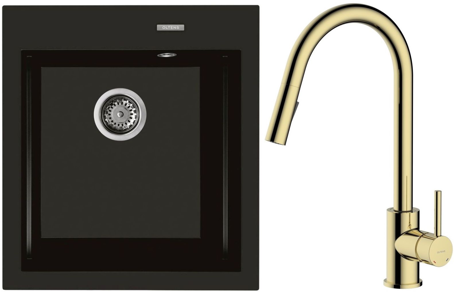 Set rubinetto da cucina Oltens Litla 35204800, lavello in granito Oltens Gravan 72001300