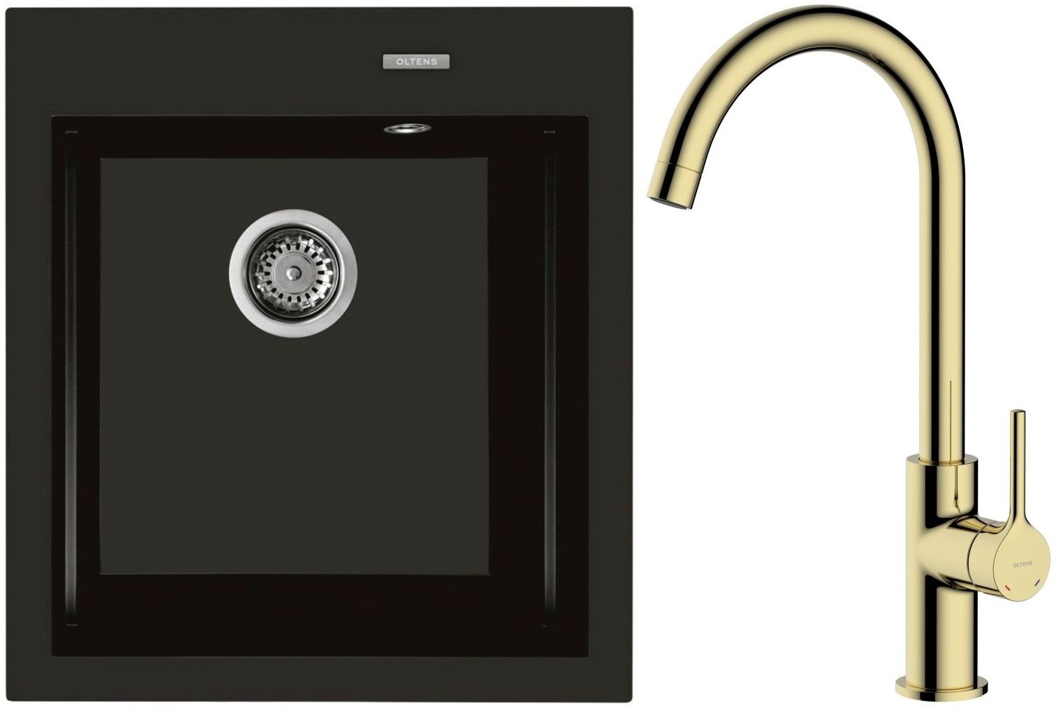 Set lavello in granito Oltens Gravan 72001300, rubinetto da cucina Oltens Skafta 35206800