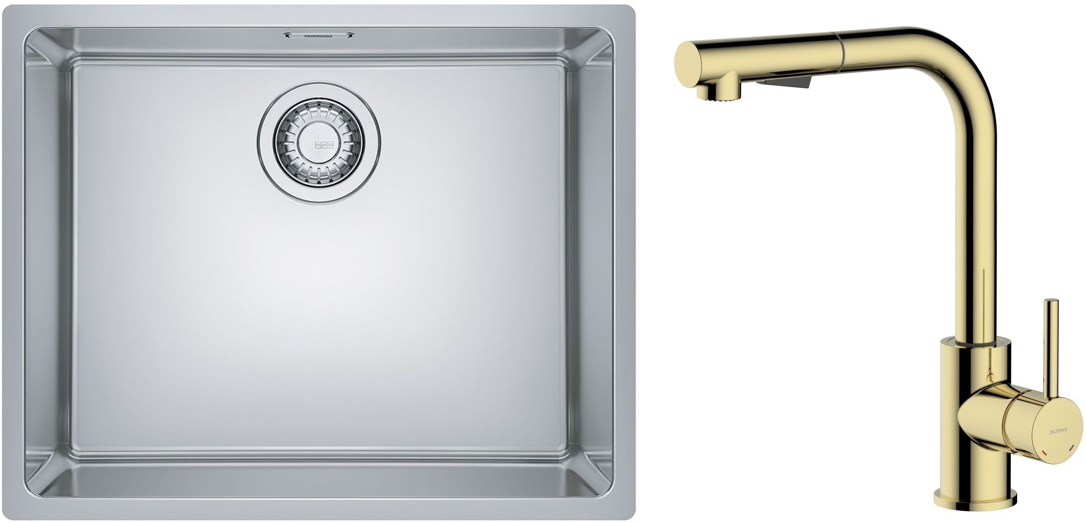 Set lavello in acciaio Franke Maris 122.0525.271, rubinetto da cucina Oltens Myvat 35205800