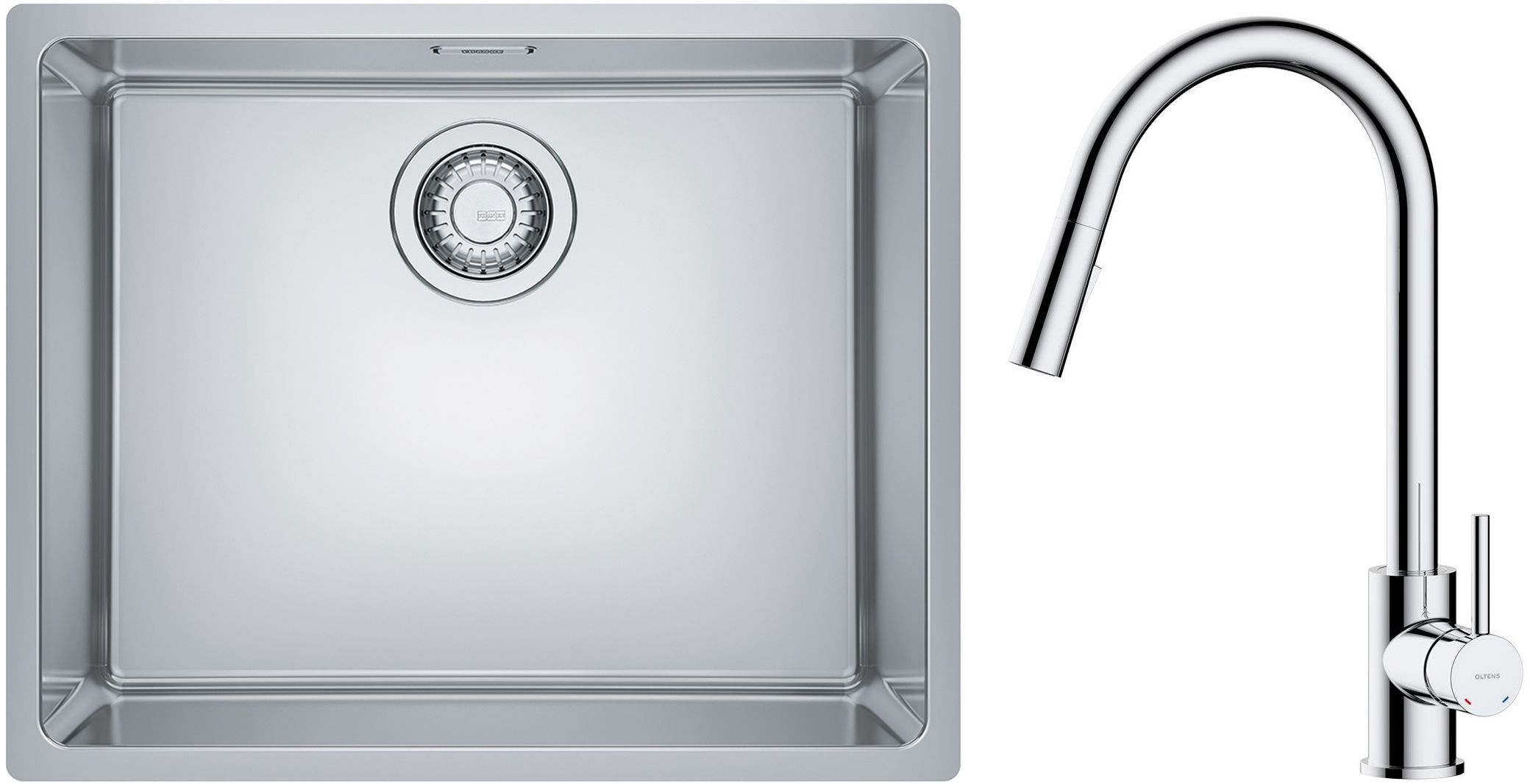 Set lavello in acciaio Franke Maris 122.0525.271, rubinetto da cucina Oltens Litla 35204100