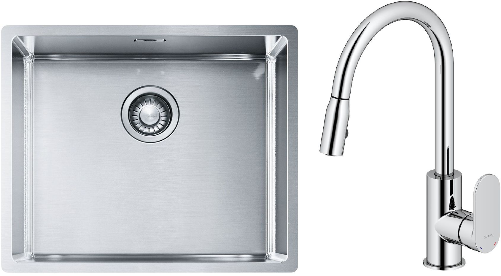 Set lavello in acciaio Franke Box 127.0453.656, rubinetto da cucina Oltens Lista 35202100