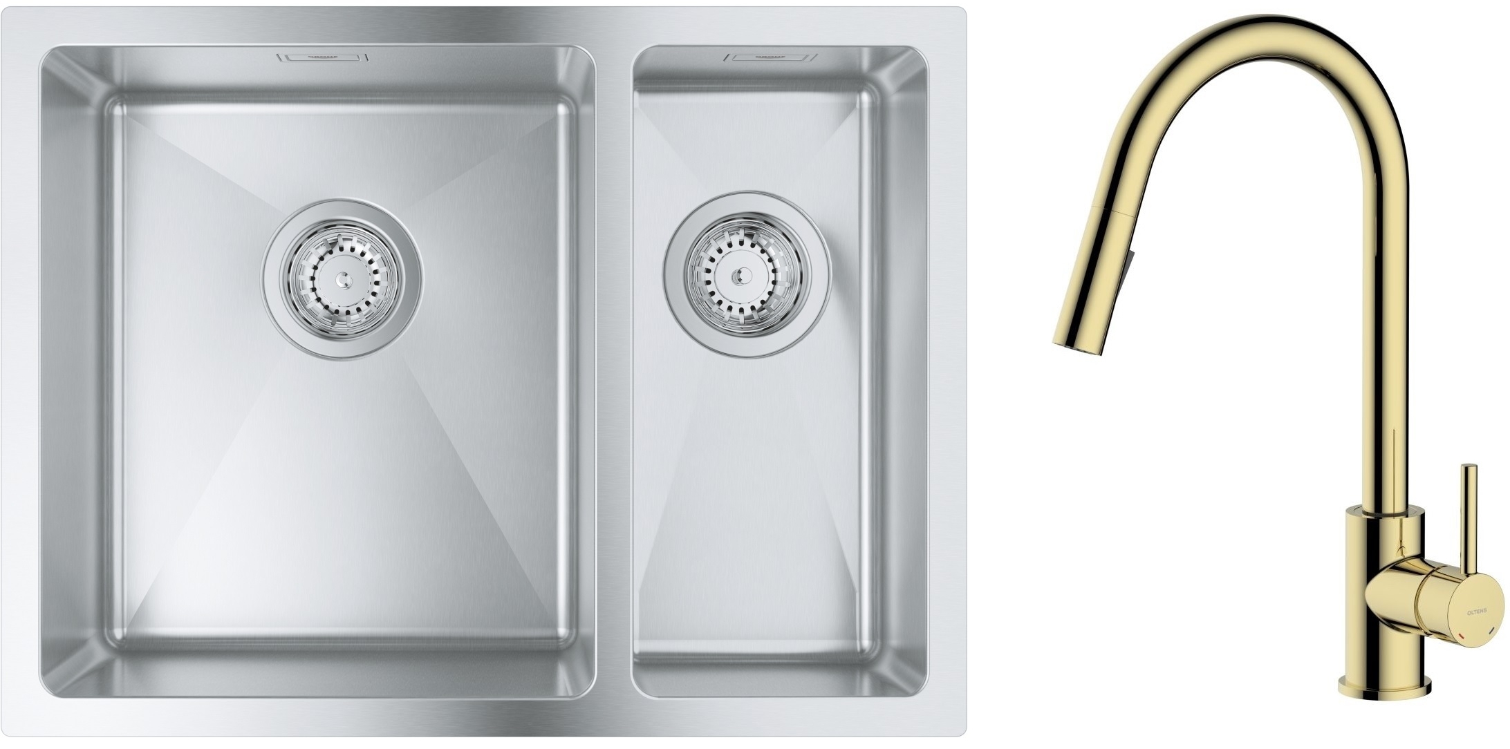 Set lavello in acciaio Grohe K700 31577SD1, rubinetto da cucina Oltens Litla 35204800