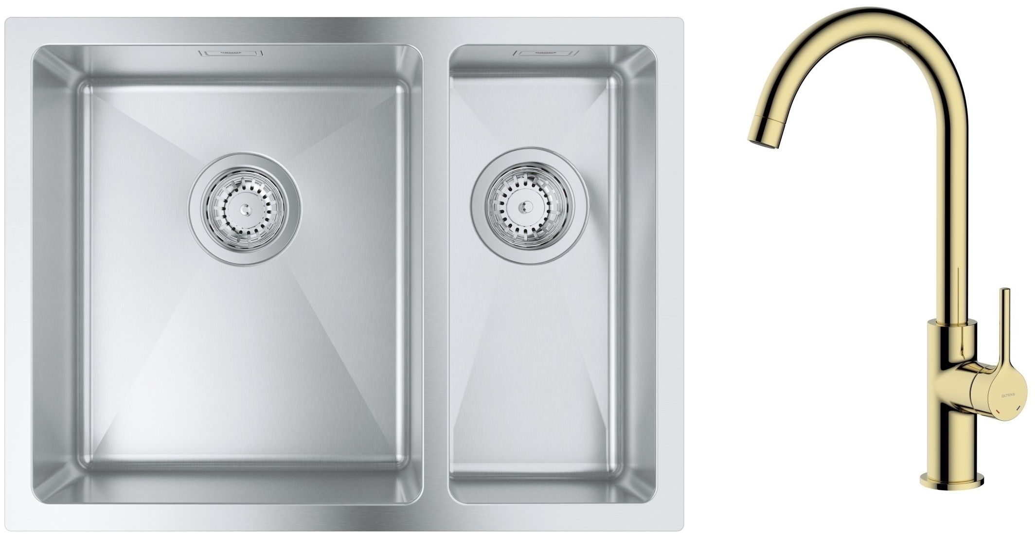Set lavello in acciaio Grohe K700 31577SD1, rubinetto da cucina Oltens Skafta 35206800